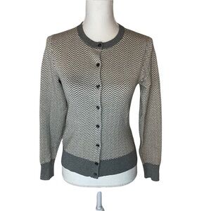 J. Crew Cotton Jackie Cardigan Herringbone Sweater Small
